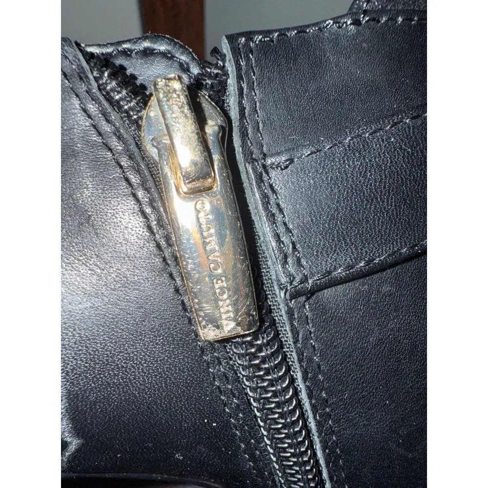 Vince Camuto Vonilesa Black Ankle Boots Leather Booties Heels Size 8.5 (39) - Picture 10 of 11